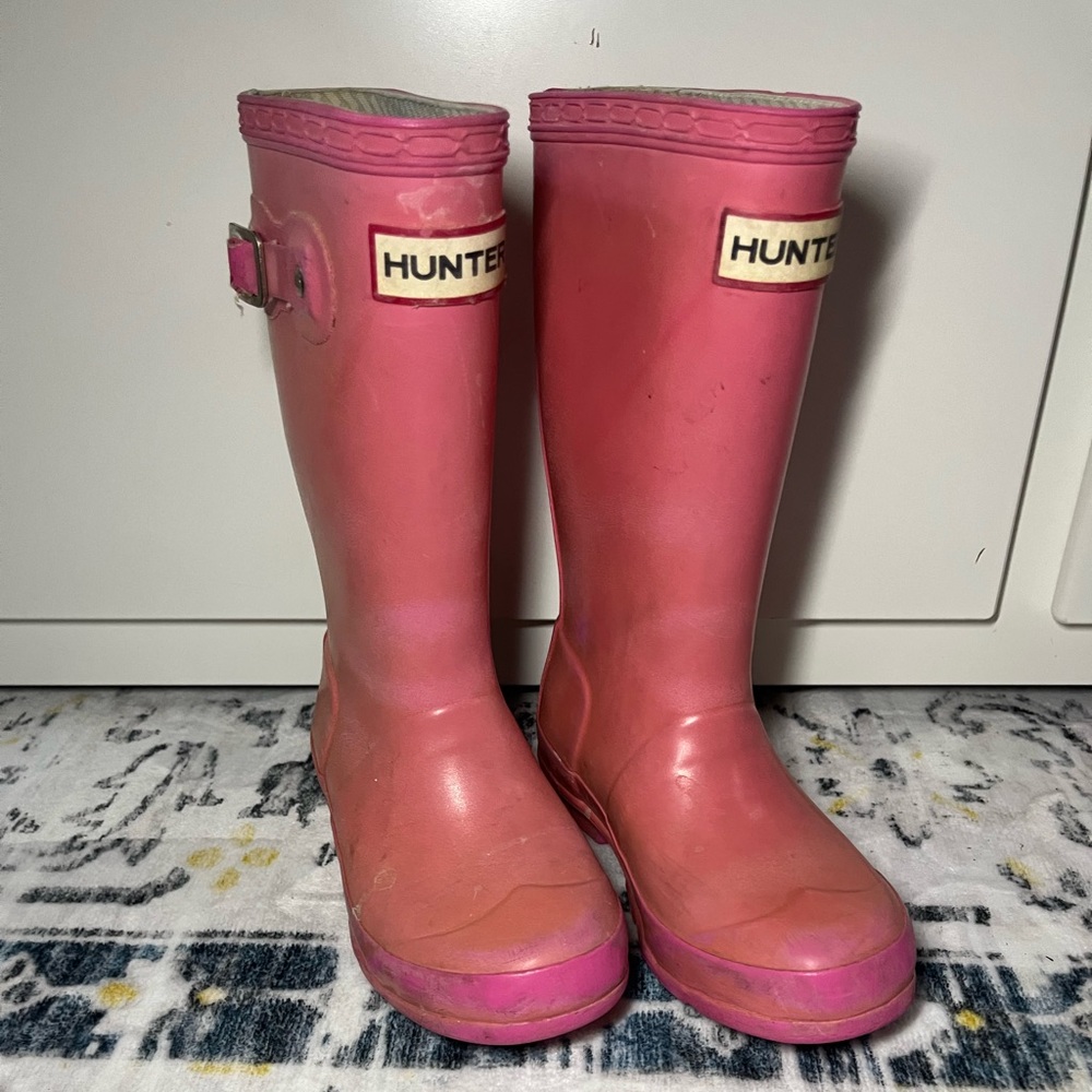 Pink kids Hunter rain boots